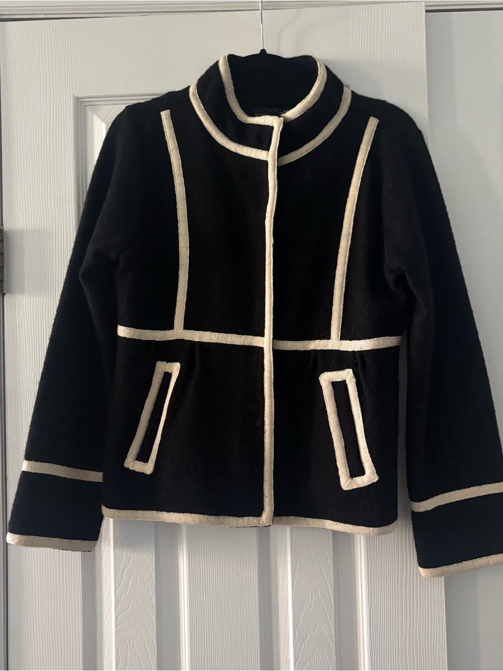 Vintage 100% Wool Contrast-Trim Women's Jacket